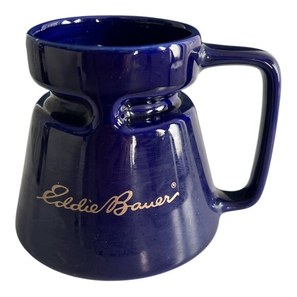 Eddie Bauer 1990s Cobalt Blue Coffee Mug by HotJo – Made in Thailand – Retro Cer - Picture 1 of 6